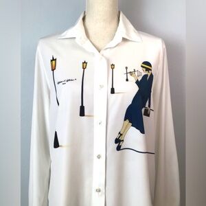 Vintage DEFENSE D' AFFICHER Button Up Shirt  Blouse France